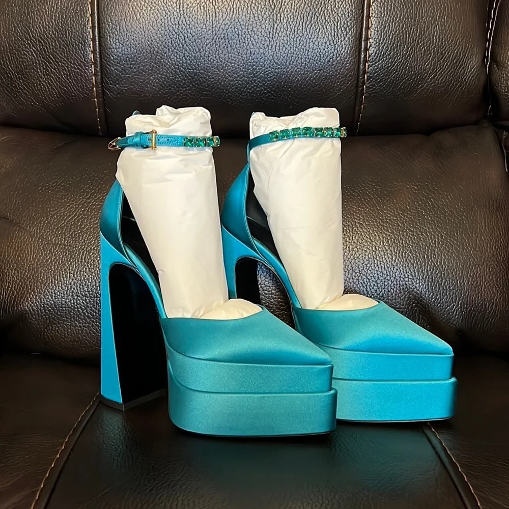 SALE!!! Versace Medusa aevitas satin silk platform pumps heels NEW - Picture 2 of 7